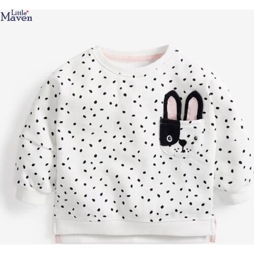 Little Maven Childrens Clothing New Girls' Sweater Fleece In Autumn and Winter Kids Dot Pocket Sweatshirt C0306
