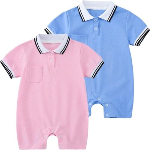 Baby Boys Polo Rompers Summer 100% Cotton Toddler Girls One-piece Fashion Childrens Outfit Kids Clothes Infant
