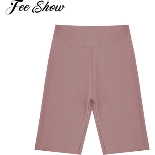 Kids Girls Summer Sport Yoga Shorts Pure Color High Waist Stretchy Shorts Ballet Dancing Exercise Shorts Bottoms Gym Sportswear