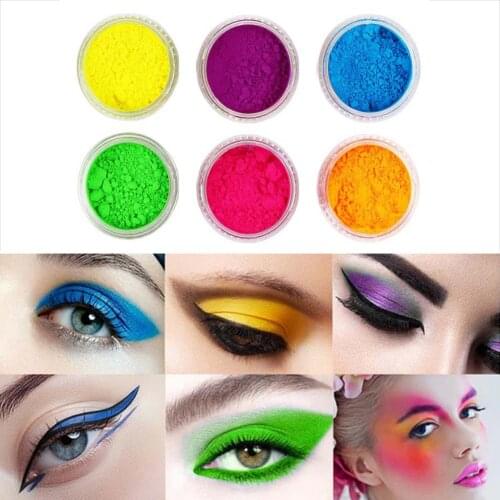 6 Color Phosphor Pigment Nail Powder Blending Powder Nail Art Neon Pigment Nail Powder Dust Gradient Nail Glitter Make Up