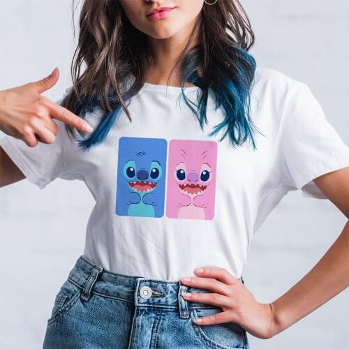 Disney Lilo & Stitch Series T Shirt Women Summer New Products Comfortable Black White Fashion T-Shirt Female Dropship Casual Top