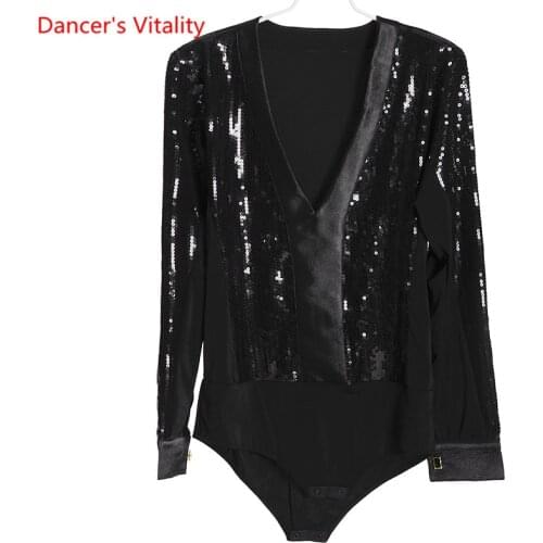 Hot Dance Competition For Men Latin Top For Boys Dance Swimsuit Costumes Contemporary Latin Dance Dance Clothes With Black