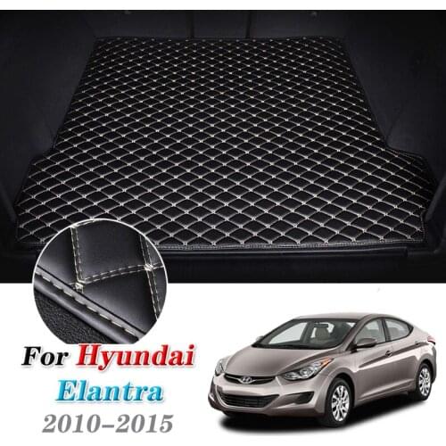 Kcimo Leather Car Trunk Mats for Hyundai Elantra 2010-2015 Rear Cargo Liner Boot Tray Pad Auto Carpets Floor Mat 2012 2013 2014
