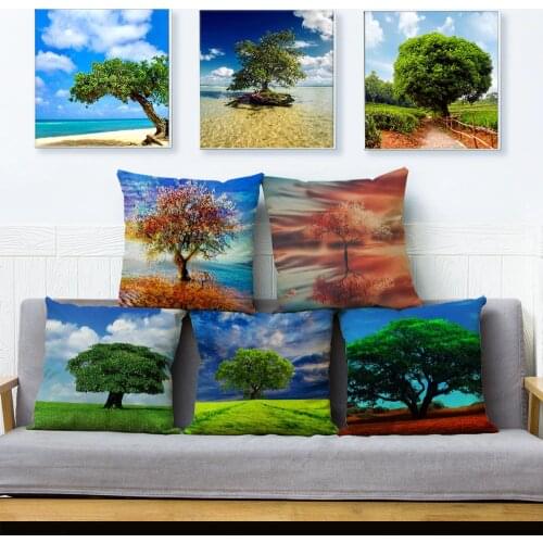 Beautiful Scenery Tree Star Beach Cushion Cover Pillow Case Winter sweet Cherry Blossom Home Decor Plant Pillow Cover 45x45cm