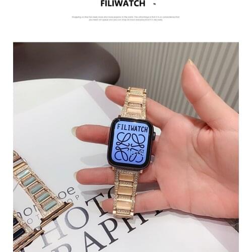 Metal strap for Apple watch series 6 se 5 4 3 2 1 strap for Iwatch strap diamond strap opal luxury flash stone 38mm 40mm 42mm 44