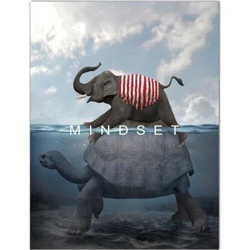 Modular Pictures Canvas Mindset Elephant Tortoise Painting Cute Wall Art Poster Print Modern Living Room Home Decor No Framework