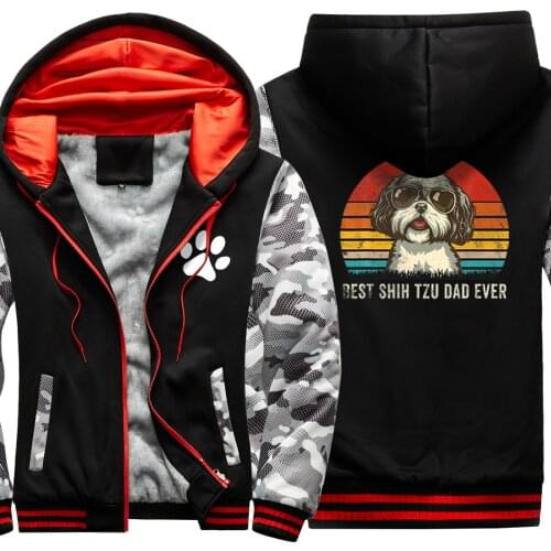 Funny Dogs Camouflage Raglan Thicken Jackets For Mens Wool Liner Winter Clothing Harajuku Tops 2020 Korean Style Sudadera Hombre
