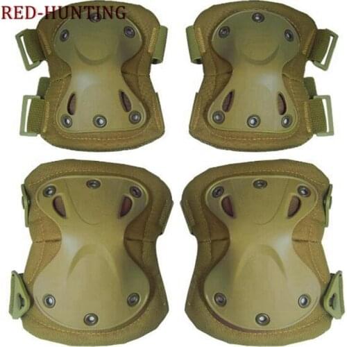 Airsoft Knee Elbow Protective Pads Set 4 Pack Tactical Combat Paintall Skate Outdoor Sports Safety Guard Gear Equipment