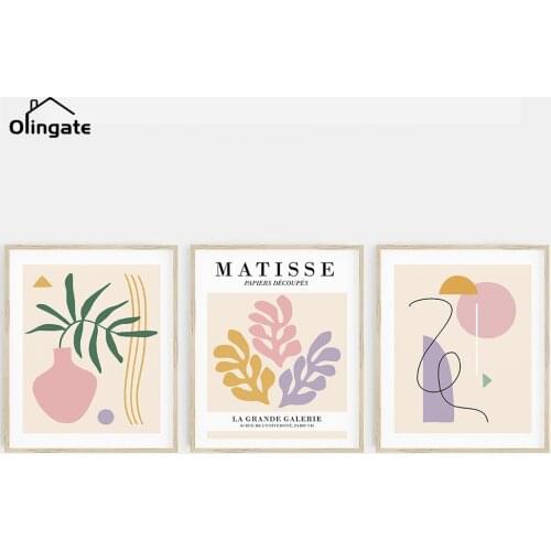 Nordic Floral Leaf Posters and Prints Abstract Matisse Plant Vase Canvas Painting One Piece Wall Pictures for Living Room Decor