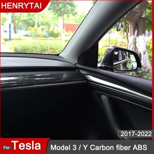 2021 New Tesla Carbon Fibre ABS Car Interior For Tesla Model 3 Y 2017- 2021 Car Door Modification Trim Strip Styling Accessories