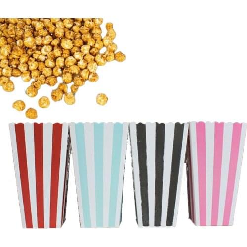 Disposable Popcorn Cup Snack Paper Box Fries Stripe Box Fast Food Thick Container Cinema Package Cup Colorful Dot Design 12pcs