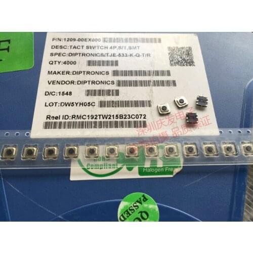 Original new 100% import DIP TJE-533K-Q-T/R touch switch 4*4*1.5 patch 4pin million life