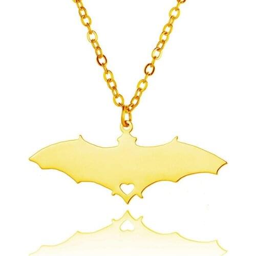 New Bat Charm Necklace Gold Color Silver Color Stainless Steel Bat Pendant Necklace Bat Jewellery