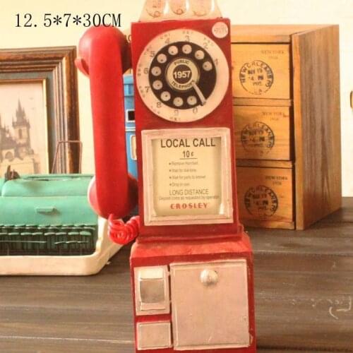 Resin Creative European Retro Telephone Figurines Vintage Home Decor Ornaments Crafts Accessories 30cm