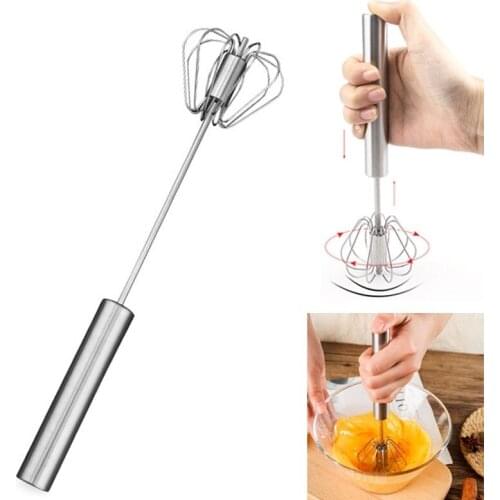 Semi-automatic eggbeater 304 stainless steel eggbeater manual hand-held blender rotation egg blender kitchen eggbeater tool