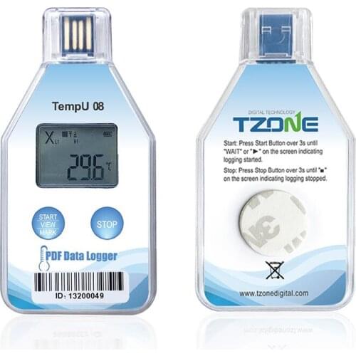 TempU08 Temperature Data Logger Newest PDF Report Disposable Single Use IP67 USB Temp Recorder Temperature Record Cold Chain
