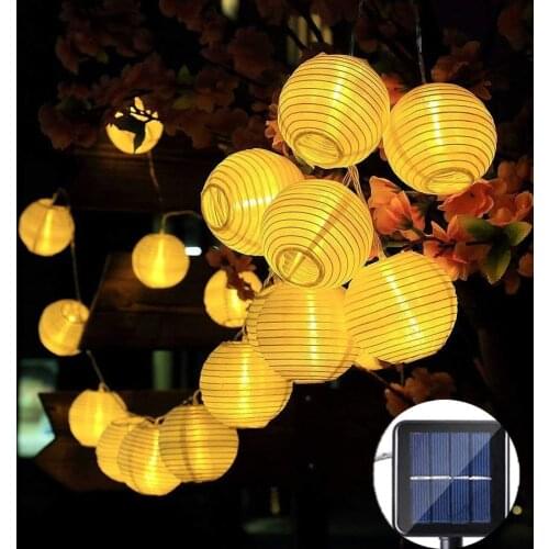 Christmas Solar Lantern String Light Outdoor Warm White String Lights Lantern Ball Solar Powered Waterproof Garland Fairy Light