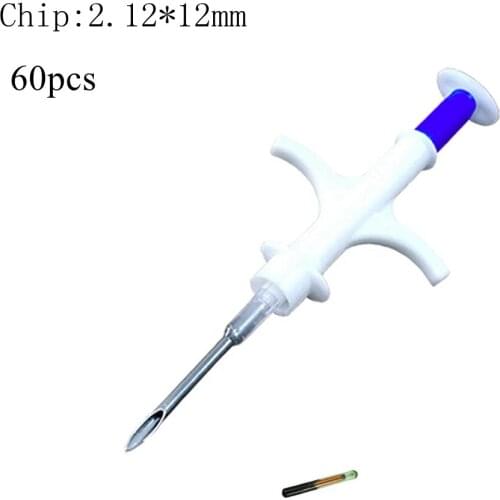 134.2khz Iso Pet Chip Rfid Syringe Dog Identification Tag Cattle Veterinary Injector with Implantable Microchip 2*12mm Set X60