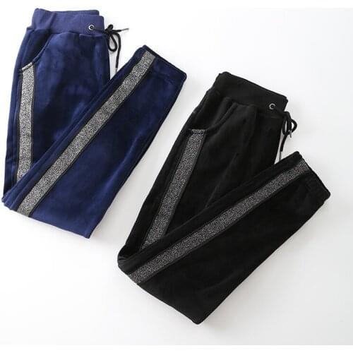 Womens Pants 2020 Mink Hair Side Stripe Stacked Sweatpants Thick Undefined Harlan Pants Casual Loose Keep Warm Joggers Women