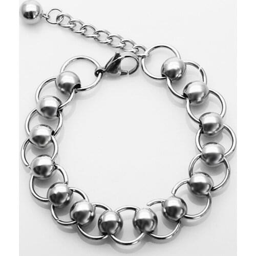 Titanium steel round combination bracelet stainless steel mens bracelet fashion trend all-match jewelry