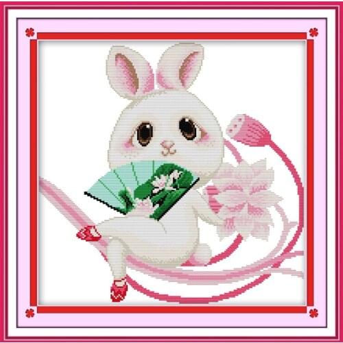 Everlasting Love Beauty Rabbit Chinese Cross Stitch Kits Ecological Cotton Stamped 14 11CT DIY Gift Wedding Decoration For Home