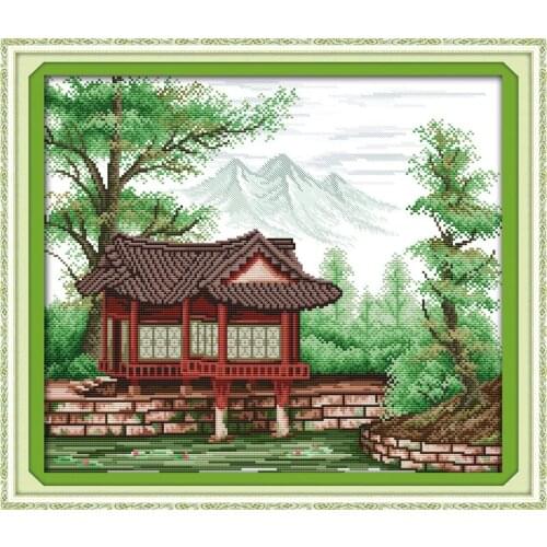 Garden views(2) cross stitch kit 14ct 11ct count printed canvas stitching embroidery DIY handmade needlework