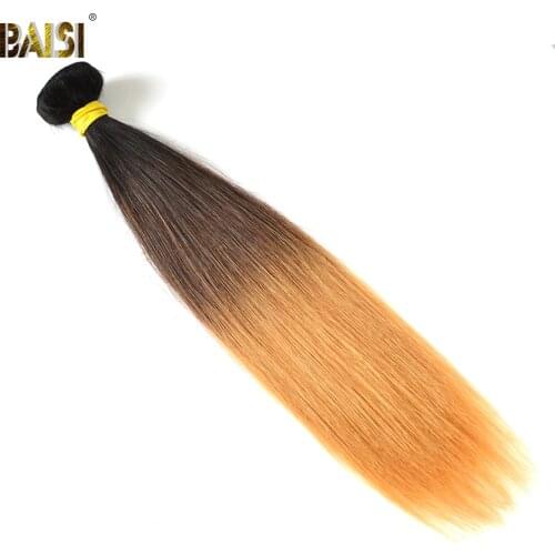 BAISI Hair Brazilian Straight Remy Hair Ombre Hair Extensions 1B/#4/#27 Hair Weave 100% Human Hair