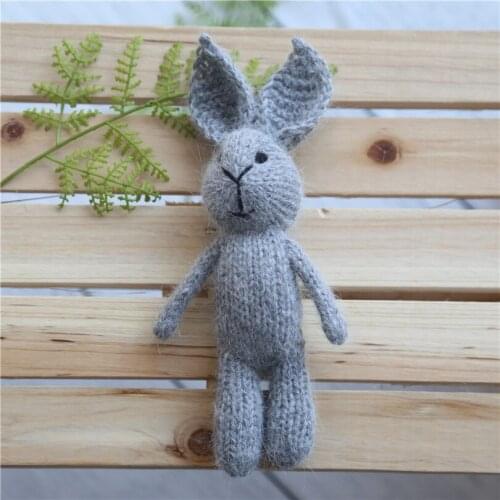 Knitted Teddy Bunny Toy Angora Newborn Toy Photography Props Crochet Stuffed Rabbit Knitted Animal Easter Gift