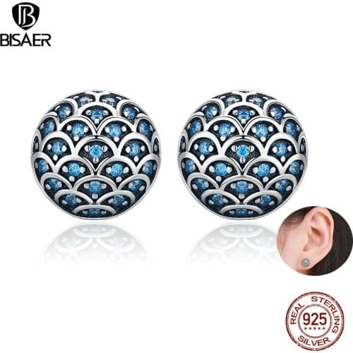 Vintage 100% 925 Sterling Silver Petals of Love Sea Legend Round Crystal Small Stud Earrings Sterling Silver Fine Jewelry ECE239