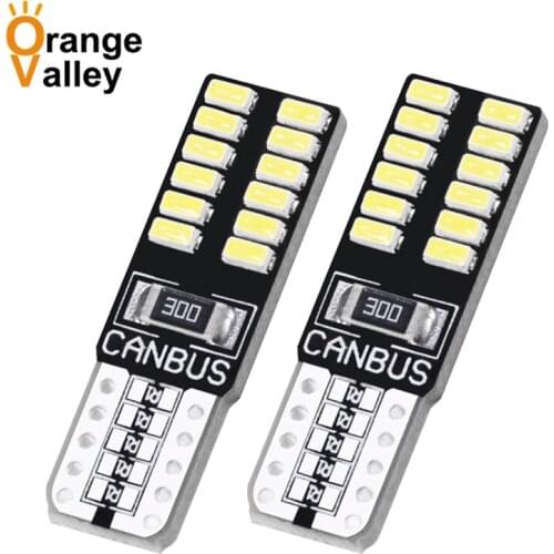 100Pcs T10 LED W5W 194 168 Car Interior light 3014 24 LED Reading Light lisence Plate Side Wedge Light DC 12V