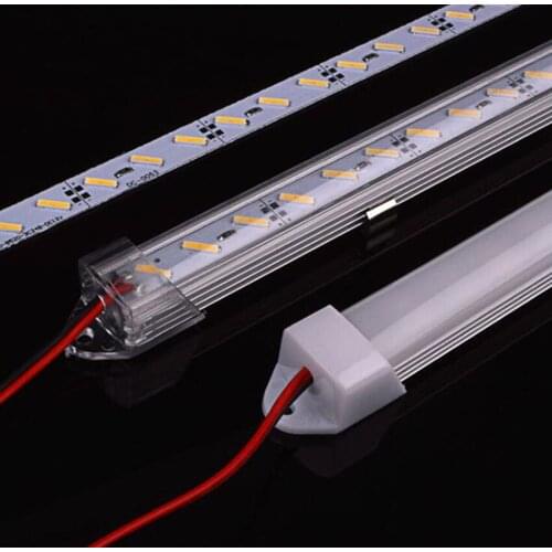 50pcs*50cm DC12v LED Hard Rigid Strip Bar Light Line Tube 8520 U Aluminum Slot Cover Warm White White Shelf Display Strip