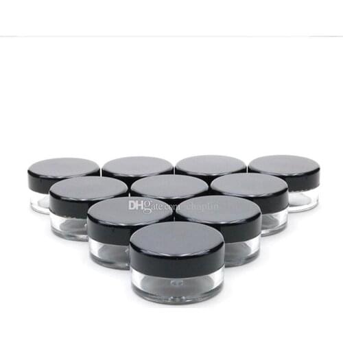 5G 5ML High Quality Empty Clear Container Jar Pot With Black Lids for Powder Makeup, Cream, Lotion, Lip Balm/Gloss, Cosmetic Sam