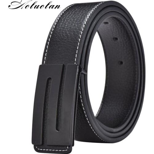 Aoluolan new Luxury Leather Belts for Men Fashion S Letter Smooth Buckle Brand Designers Mens Belt for derss