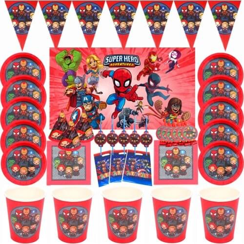 Avenger Party Supplies Decorations Kids Birthday Disposable Tableware Paper Set Baby Shower Superhero Birthday Party Decorations