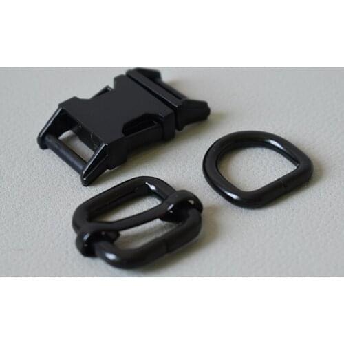 100 suit black metal slider renegade buckle D ring 15mm strap for pet dog collar harness sewing accessories