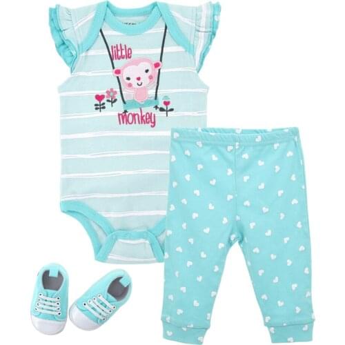 Honeyzone Infant Outdoor Sports Suit Baby Girl Summer Clothes Baby Bodysuits Pants Clothing Set Infant Shoes Baby Girls Outfit