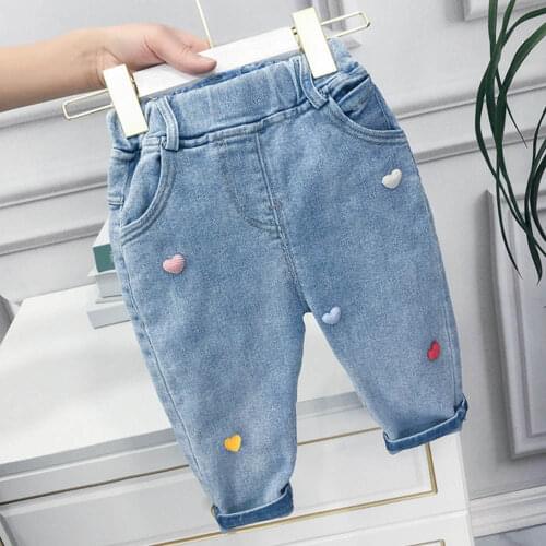 Amya Baby Toddler Girl Jeans Blue Color Spring Autumn Korean Style Girls Denim Pants Casual School Children Jeans