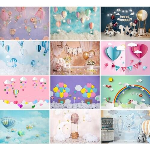 Hot Air Balloon Backdrop 1st Birthday Decor Baby Shower Cloud Newborn Subject Photography Background Photostudio Photozone Props