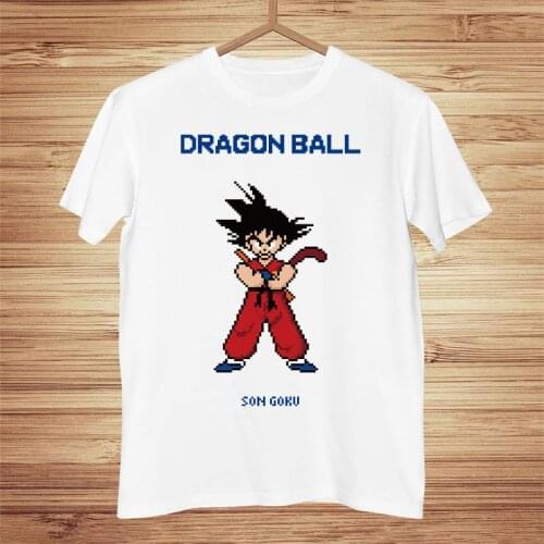 Cartoon Anime Goku DBZ Pixel Mosaic style T shirt Mens Women tee shirt 100% cotton Fashion clothes for teens Summer Tops
