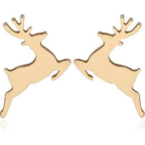 Jisensp New Fashion Animal Running Deer Earrings for Women Small Cute Antlers Animal Earings pendientes Christmas Gifts