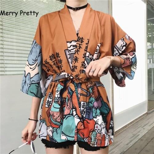 Merry Pretty Kimonos woman Japanese kimono cardigan cosplay shirt blouse for women Japanese yukata female summer beach kimono