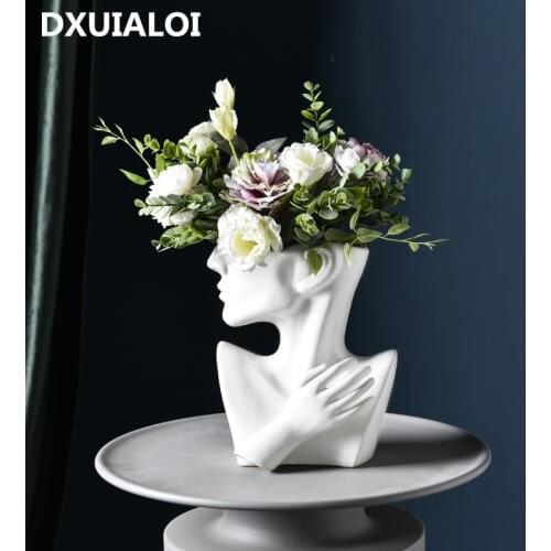 Creative European-style human head flower pot simple portrait decor succulent Nordic face flower pot outdoor home decor vase