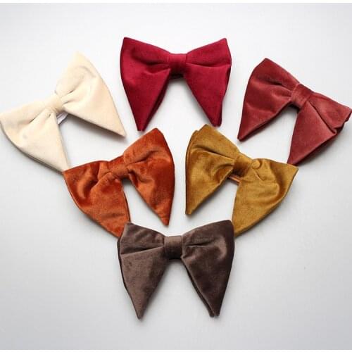 Linbaiway Adult Velvet Bowtie Cravats Big Bow Ties for Women Men Solid Bowtie Butterfly Soft Wedding Party Gentlemen Gravatas