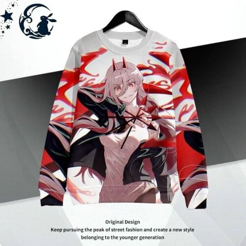 Chainsaw Man 3D Printing T-shirt Fashion Round Neck Long Sleeve Popular Japanese Anime Streetwear Plus Size