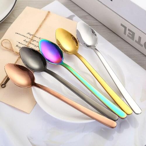 Stainless steel fruit puree spoon creative baby food supplement scraping mud spoon kids spoon mini spoon