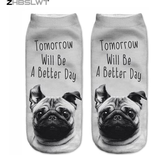 ZHBSLWT New 3D Printed Dog Tomorrow Day Women Socks Cute Low Cut Ankle Sock Multiple Colors Fashion Style -11
