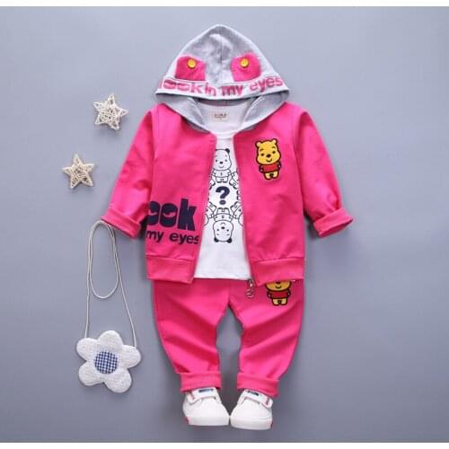 Three Childrens New Spring and Autumn Childrens Wear Korean Edition Boys and Girls Baby Suite Childrens Pure Cotton Clothes