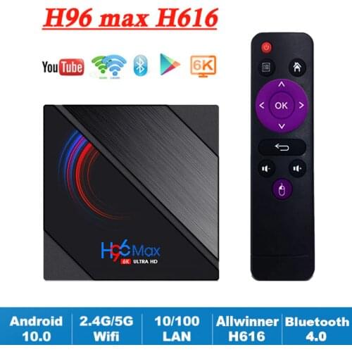 NEW H96 MAX Android 10 10.0 Smart TV Box 2/4g RAM 16/32/64G ROM Set Top Box H616 NETFLIX 6K HD 2.4G/5G WiFi BT4.0 Media Player