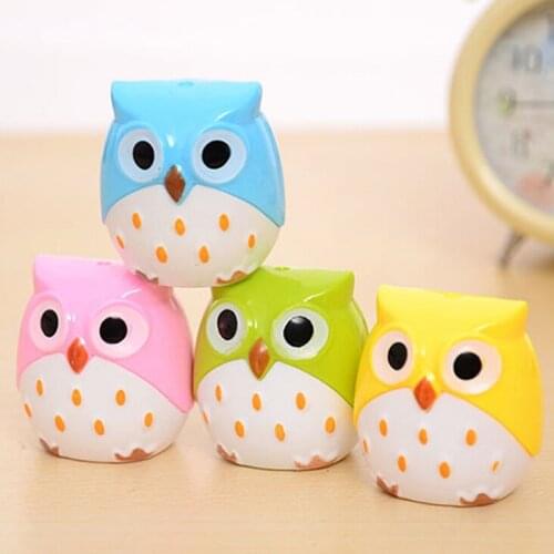 1 Pcs 4 Color Kawaii Owl Pencil Sharpener Cutter Cartoon Pencil Knife Stationery Student Double Control for Kids School Supplies