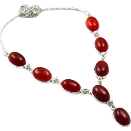 Nature Carnelian Necklace 925 Sterling Silver, 47.5 cm, MHBNE0089